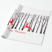 Kerstmannen in het bos van de berkenboom cadeaupapier (Uitgerold)