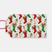 Kerstmannen in oude kousen cadeaulabel (Achterkant Horizontaal)