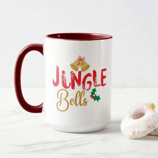 Kerstmannen, Jingle Bells en Holly Xmas Cheer Mok (Met donut)