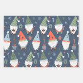 Kerstmannen Kerstbomen Elfen Rustiek Schattig Inpakpapier Vel (Voorkant 3)