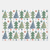 Kerstmannen Kerstbomen Elfen Rustiek Schattig Inpakpapier Vel (Voorkant 2)