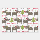 Kerstmannen Kerstbomen Elfen Rustiek Schattig Inpakpapier Vel (Voorkant)