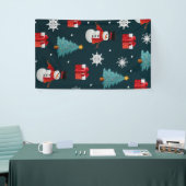 Kerstmannen Kerstbomen en Cadeaus Patroon Spandoek (Beurs)