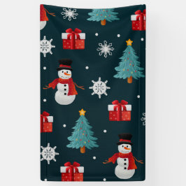 Kerstmannen Kerstbomen en Cadeaus Patroon Spandoek