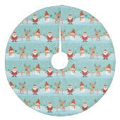 Kerstmannen, Kerstman, Kerstman en Rudolph Fleece Kerstboom Rok (Voorkant)