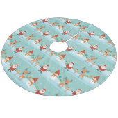 Kerstmannen, Kerstman, Kerstman en Rudolph Fleece Kerstboom Rok (Gekanteld)