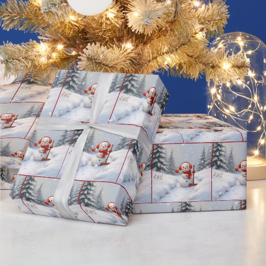 Kerstmannen met rode sneeuwschoffels cadeaupapier (Feestdagen)
