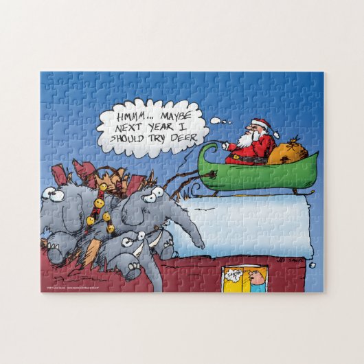 Kerstmannen Olifanten Grappige Vakantie Puzzel (Horizontaal)