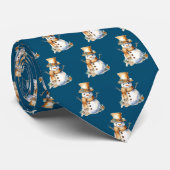 Kerstmannen op blauwe achtergrond stropdas (Opgerold)