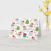 Kerstmannen Patroon Kaart (Gele Bloem)
