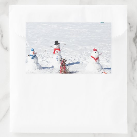 Kerstmannen Rechthoekige Sticker (Tas)