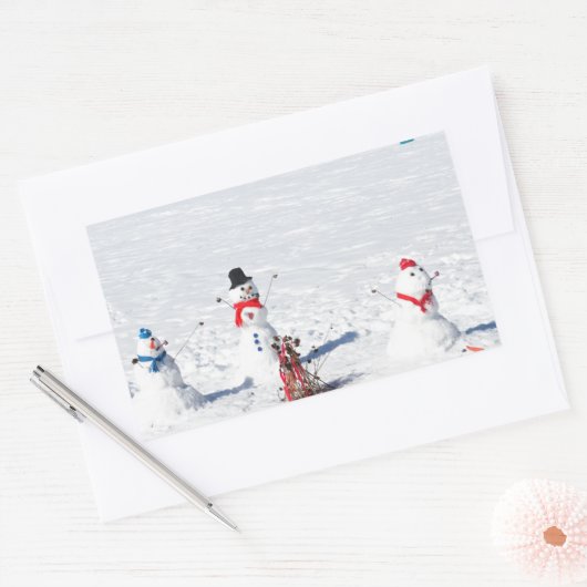 Kerstmannen Rechthoekige Sticker (Envelop)