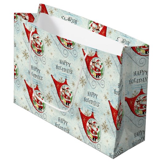 Kerstmannen Retro Rotor Slede Groot Cadeauzakje (Voorkant Gekanteld)