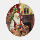 Kerstmannen Rhodesian Ridgebacks (TWEE) Keramisch Ornament (Links)