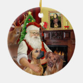 Kerstmannen Rhodesian Ridgebacks (TWEE) Keramisch Ornament (Achterkant)