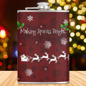 Kerstmannen slee en rendierflesfles heupfles