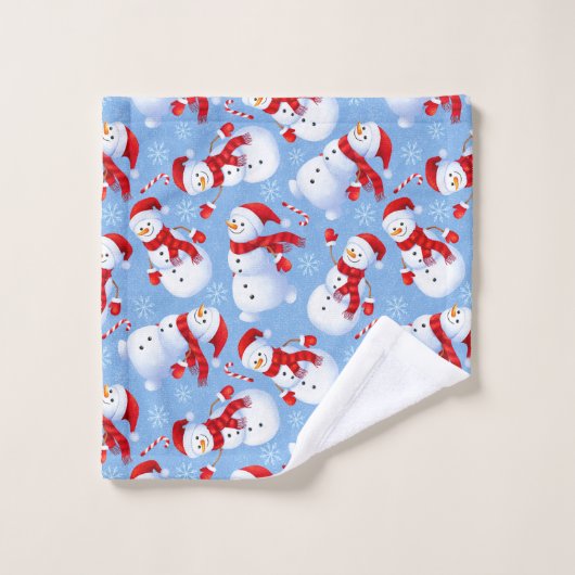 kerstmannen, Snowflakes en snoeprietjes Bad Handdoek (Wasdoekje)