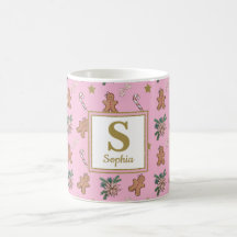 Kerstmannen, Strikken en Suikerstok Roze monogram