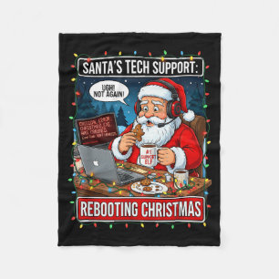 Kerstmannen Tech Support_ Herstarten Kerstmis Grap Fleece Deken