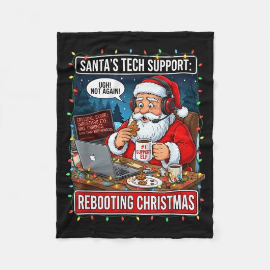 Kerstmannen Tech Support_ Herstarten Kerstmis Grap Fleece Deken (Voorkant)