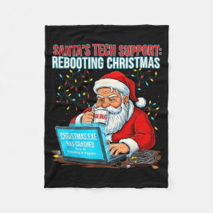 Kerstmannen Tech Support_ Herstarten Kerstmis Grap Fleece Deken