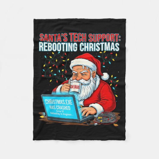 Kerstmannen Tech Support_ Herstarten Kerstmis Grap Fleece Deken (Voorkant)
