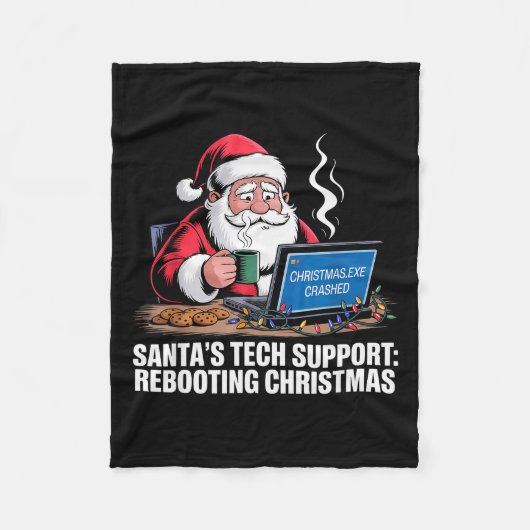 Kerstmannen Tech Support_ Herstarten Kerstmis Grap Fleece Deken (Voorkant)