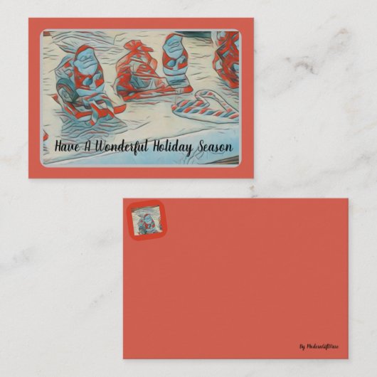 Kerstmannen vakantie notitiekaartje (Voorkant / Achterkant)