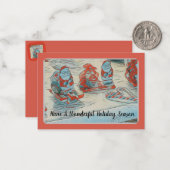 Kerstmannen vakantie notitiekaartje (Voorkant / Achterkant in situ)