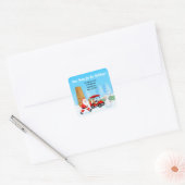 Kerstmannen verhuiskratten met rendieren op golfba vierkante sticker (Envelop)