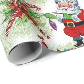 Kerstmannen Vintage Werkplaats Cadeaupapier (Rol Hoek)