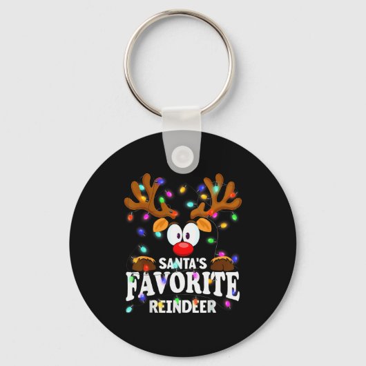 Kerstmannen Vrouwen Santa's Favoriete Rendier Sleutelhanger (Voorkant)