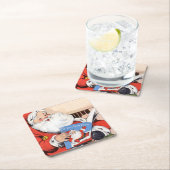 Kerstmannenbezoek uit grootmoeders tijd kartonnen onderzetters (Insitu)