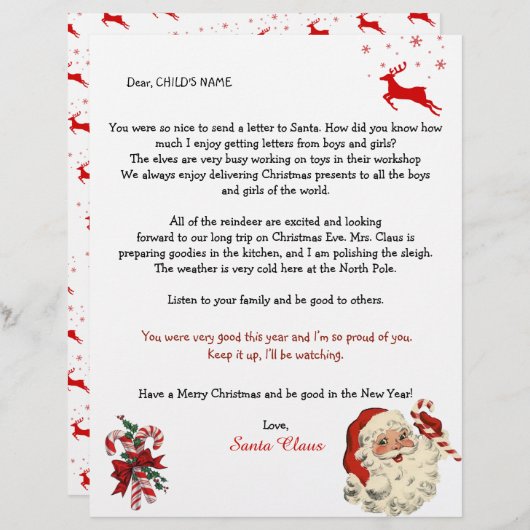 Kerstmannenbrief aan kinderen,  Reindeer Candy Can (Voorkant / Achterkant)