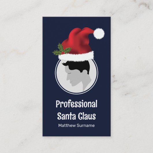 Kerstmannenhoed Aangepaste Foto Sjabloon Professio Visitekaartje (Voorkant)