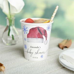 Kerstmannenhoed - baby shower papieren bekers