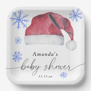 Kerstmannenhoed - baby shower papieren bordje