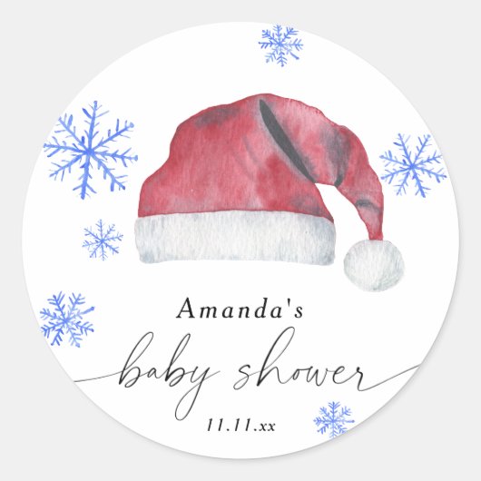 Kerstmannenhoed - baby shower ronde sticker (Voorkant)