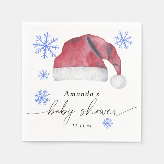 Kerstmannenhoed - baby shower servet (Voorkant)