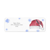 Kerstmannenhoed en sneeuwvlokken etiket (Voorkant)