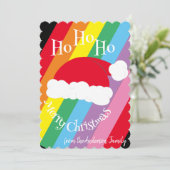 Kerstmannenhoed Ho Ho Ho Prettig Kerstfeest Minima Feestdagenkaart (Staand voorkant)