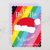 Kerstmannenhoed Ho Ho Ho Prettig Kerstfeest Minima Feestdagenkaart (Voorkant / Achterkant)