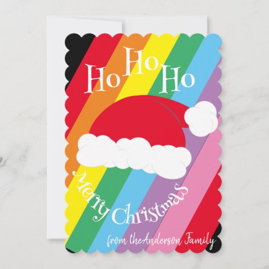 Kerstmannenhoed Ho Ho Ho Prettig Kerstfeest Minima Feestdagenkaart (Voorkant)