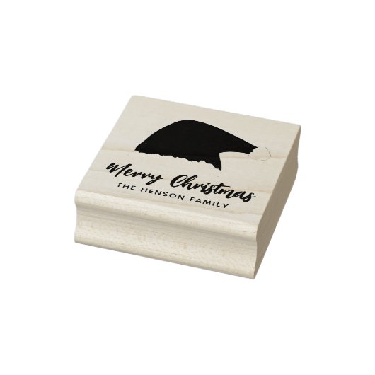 Kerstmannenhoed Merry Christmas Script Familie Rubberstempel (Stempel)