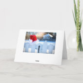 Kerstmannenhoed op een witte schutting kaart (Achterkant)