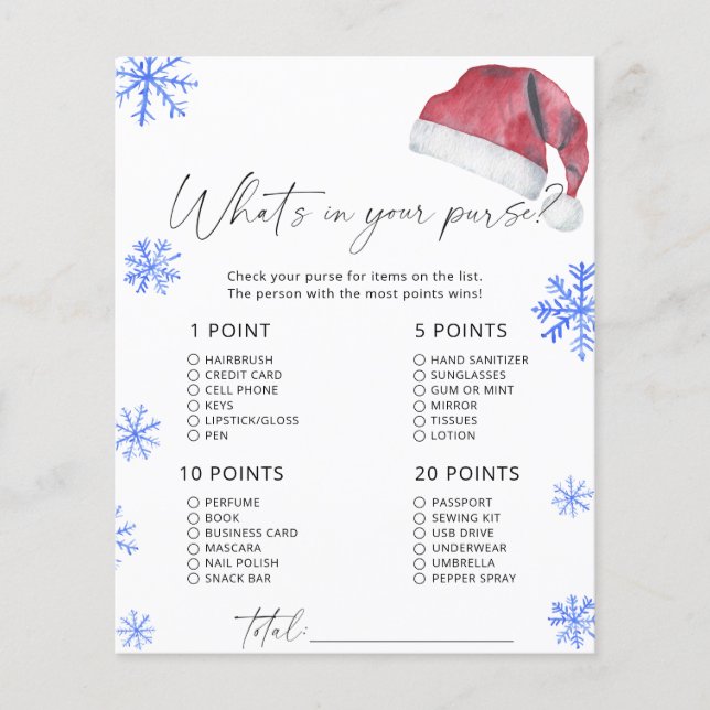 Kerstmannenhoed - wat zit er in je tas (Voorkant)