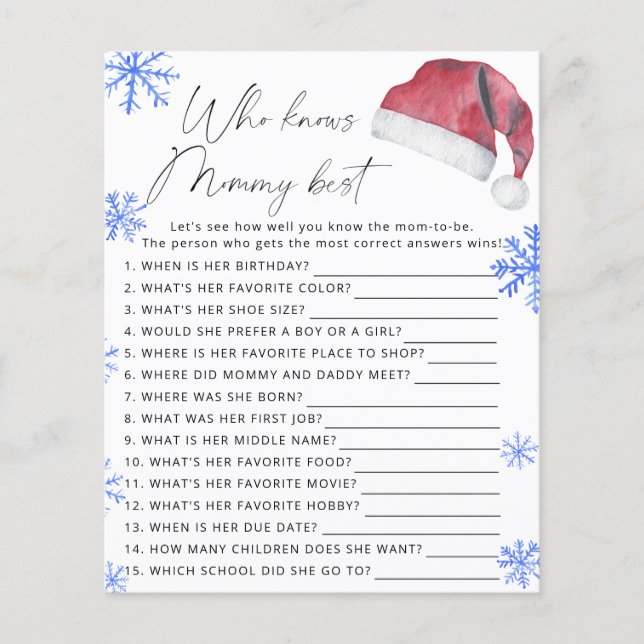 Kerstmannenhoed - Wie kent mama het beste (Voorkant)