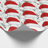 Kerstmannenhoeden Cadeaupapier (Hoek)