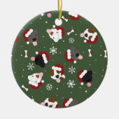 Kerstmannenhonden op Groen Keramisch Ornament (Voorkant)