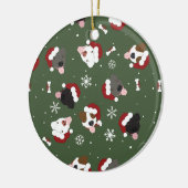 Kerstmannenhonden op Groen Keramisch Ornament (Links)
